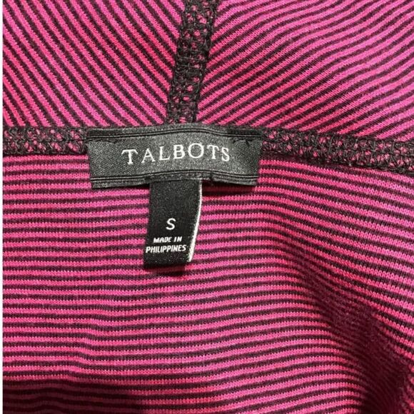 Talbots Open Front Cardigan Black Red Cotton Blend Sz SM - Picture 6 of 7